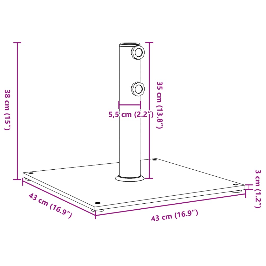 Outdoor Umbrella Bases Parasol Base Ø32/38/48 Mm Poles 17 Kg Square dark grey 43
