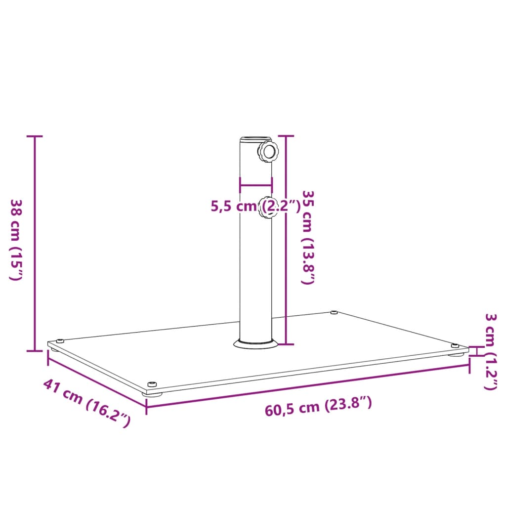 Outdoor Umbrella Bases Parasol Base Ø32/38/48 Mm Poles 15 Kg Rectangular black 6