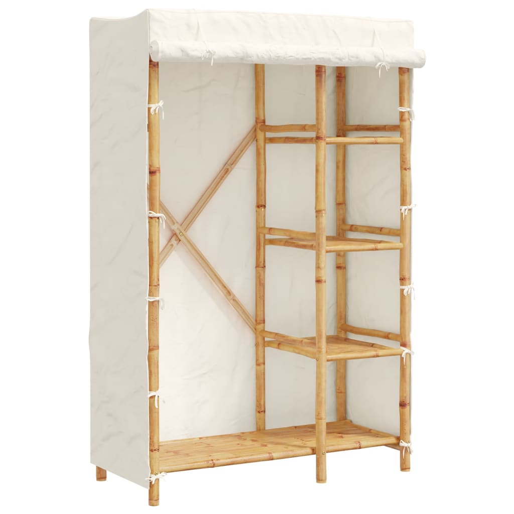 Wardrobe 110X45X170 Cm Bamboo Bamboo with a natural finish fabric (35% cotton 11
