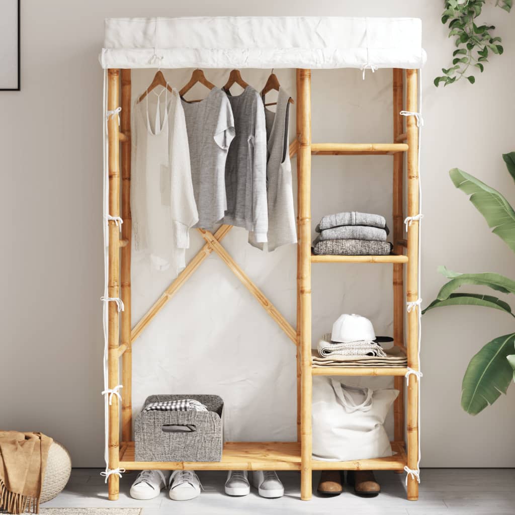 Wardrobe 110X45X170 Cm Bamboo Bamboo with a natural finish fabric (35% cotton 11