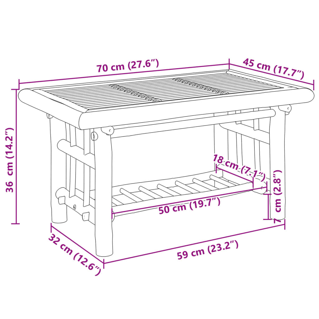 Coffee Table Coffee Table Bamboo Bamboo with a natural finish 110 x 55 x 45 cm 1