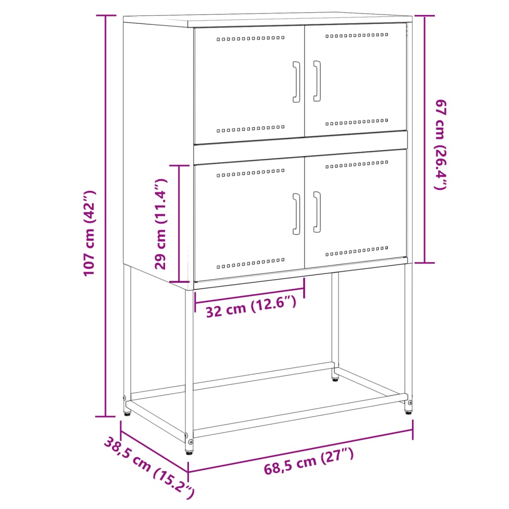 Sideboard Mustard 68.5X38.5X107 Cm Steel