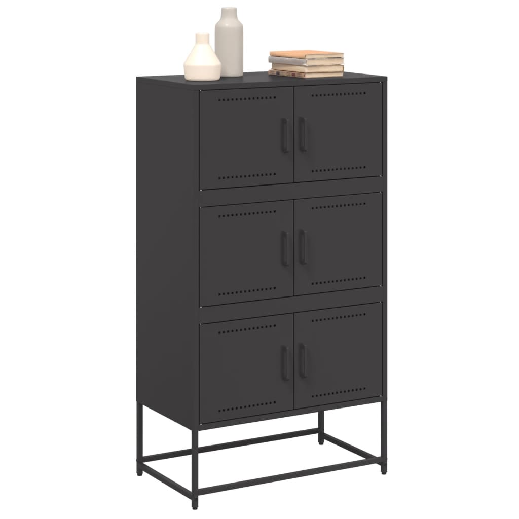 Sideboard Steel Cabinet 68.5X38.5X123.5Cm Industrial Storage Cupboard Black Pink