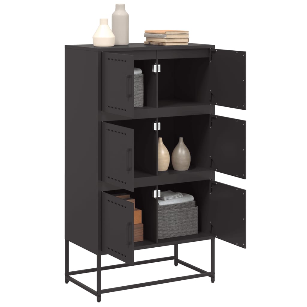 Sideboard Steel Cabinet 68.5X38.5X123.5Cm Industrial Storage Cupboard Black Pink
