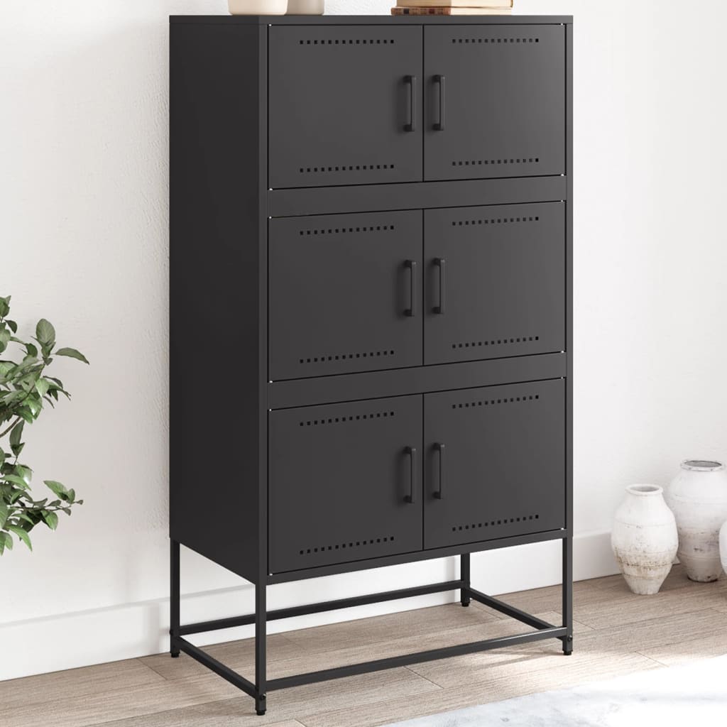 Sideboard Steel Cabinet 68.5x38.5x123.5cm Industrial Storage Cupboard black pink