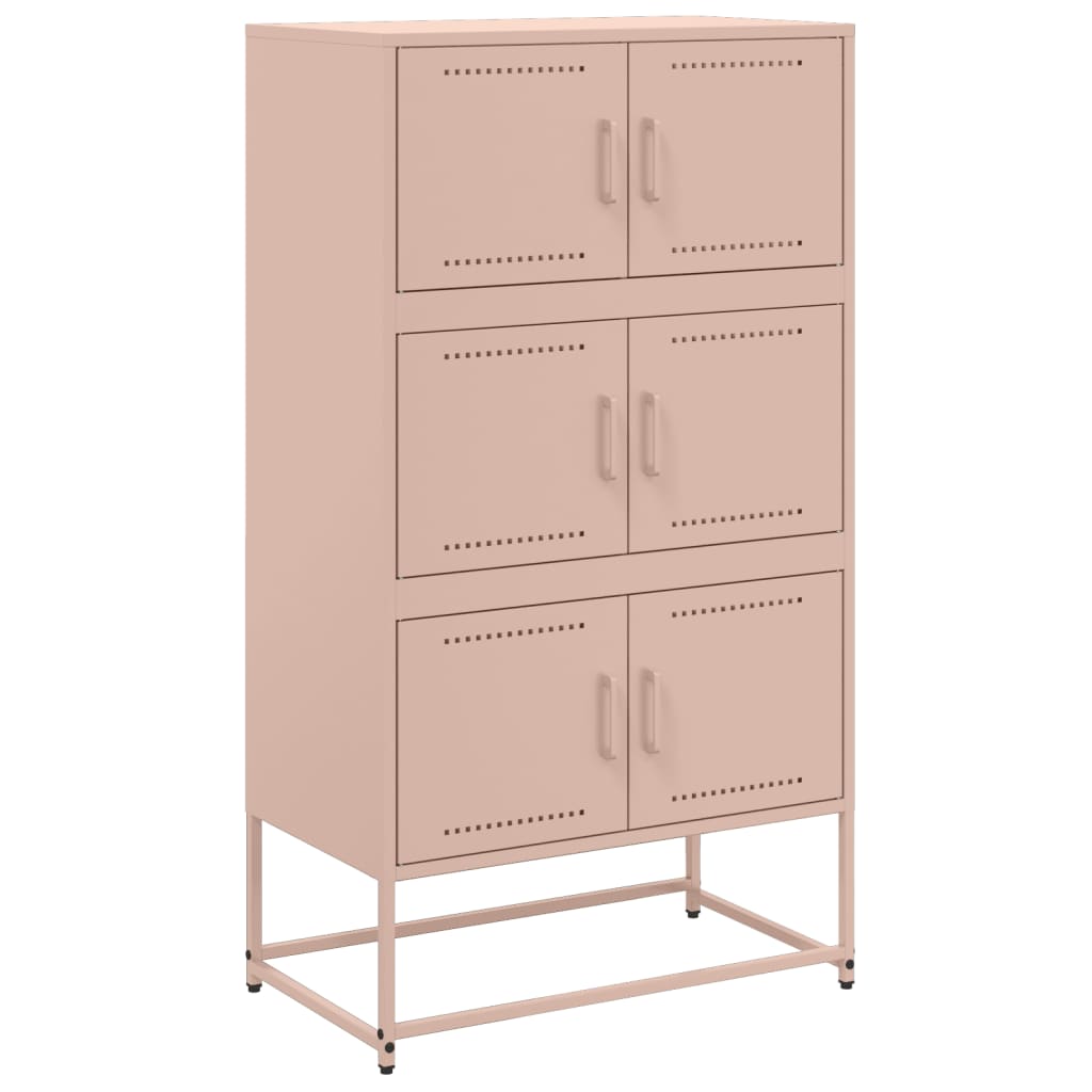 Sideboard Steel Cabinet 68.5X38.5X123.5Cm Industrial Storage Cupboard Black Pink
