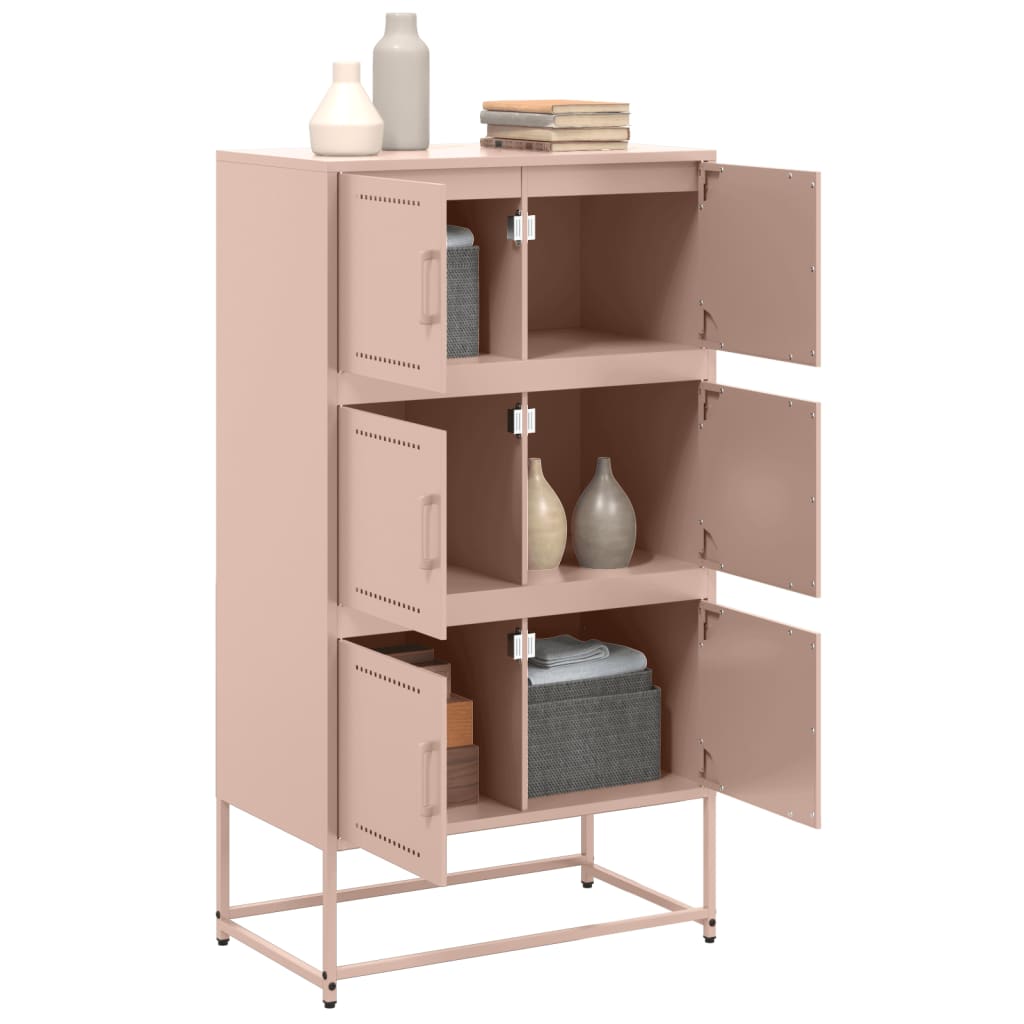 Sideboard Steel Cabinet 68.5x38.5x123.5cm Industrial Storage Cupboard black pink