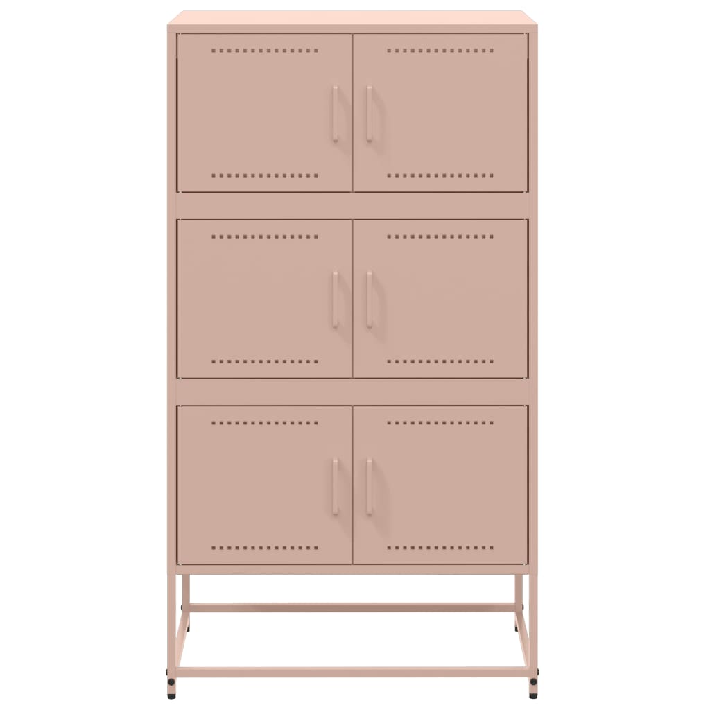 Sideboard Steel Cabinet 68.5X38.5X123.5Cm Industrial Storage Cupboard Black Pink