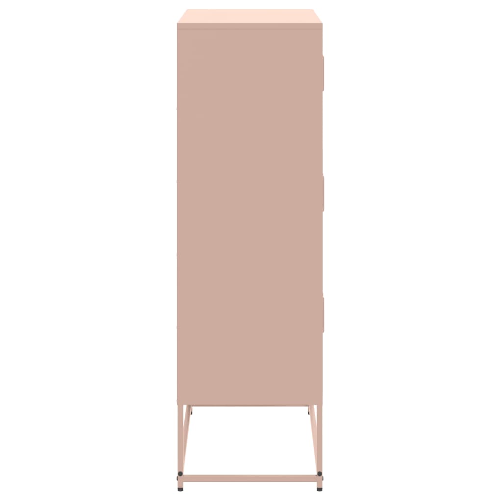 Sideboard Steel Cabinet 68.5X38.5X123.5Cm Industrial Storage Cupboard Black Pink