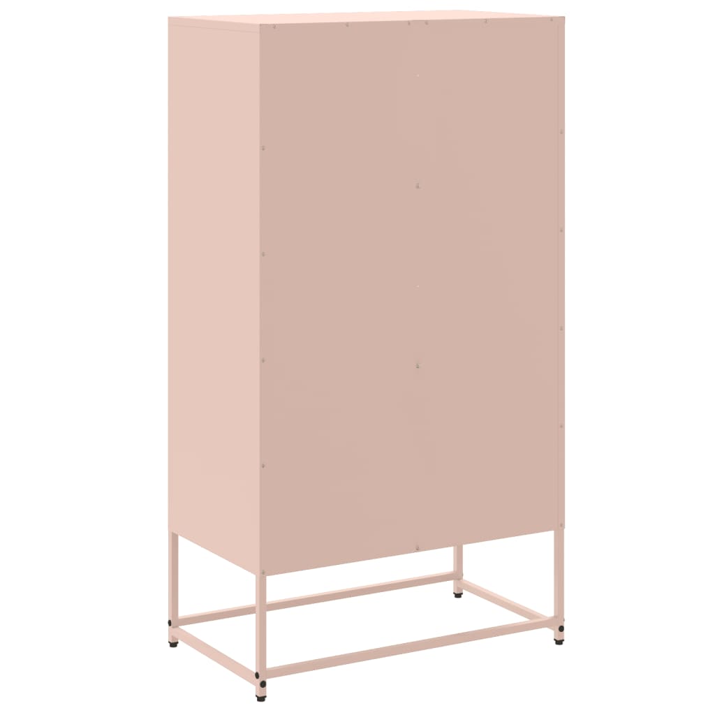 Sideboard Steel Cabinet 68.5X38.5X123.5Cm Industrial Storage Cupboard Black Pink