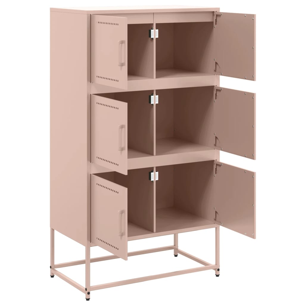 Sideboard Steel Cabinet 68.5X38.5X123.5Cm Industrial Storage Cupboard Black Pink