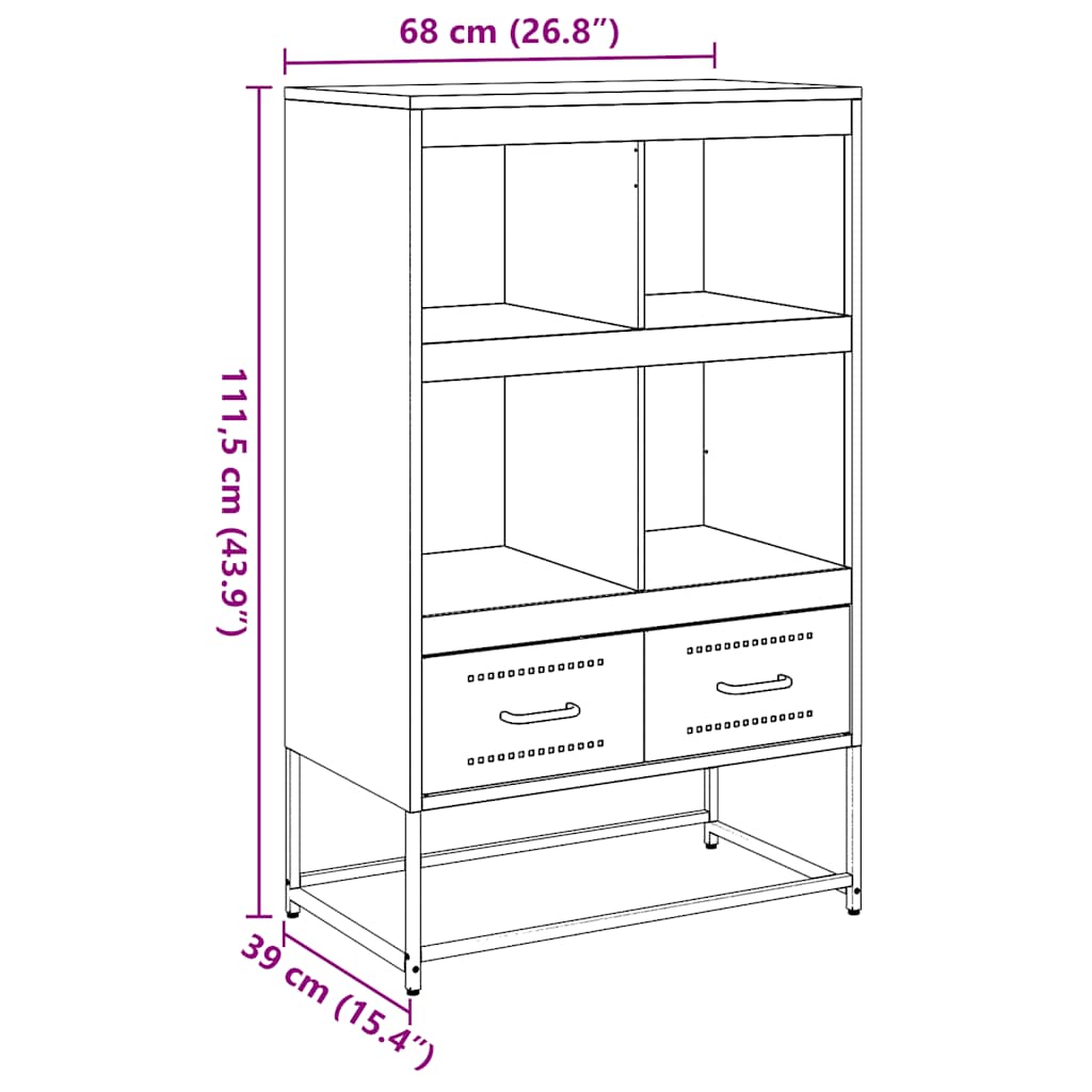 Sideboard Highboard 68.5X39X111.5 Cm Steel Black White Anthracite Green Yellow 6