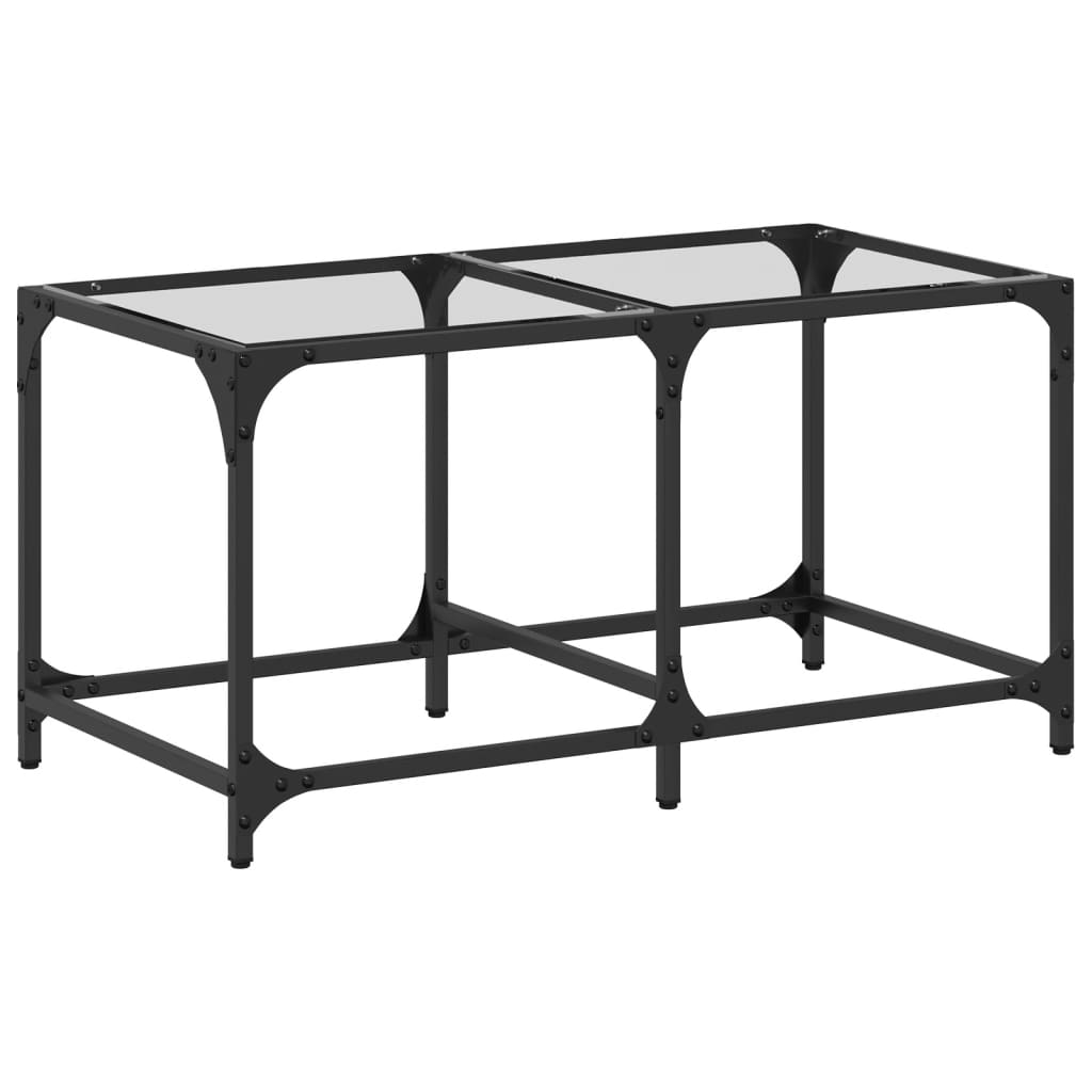 Coffee Table Industrial Steel Top Metal Frame Living Room Furniture black glass