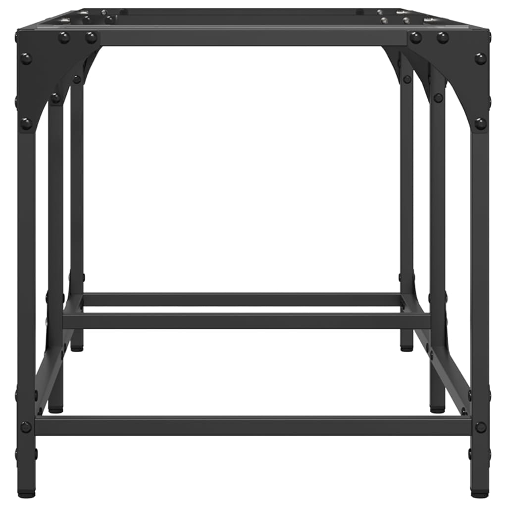 Coffee Table Industrial Steel Top Metal Frame Living Room Furniture black glass