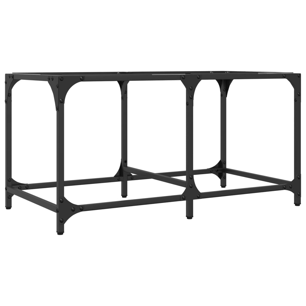 Coffee Table Industrial Steel Top Metal Frame Living Room Furniture black glass