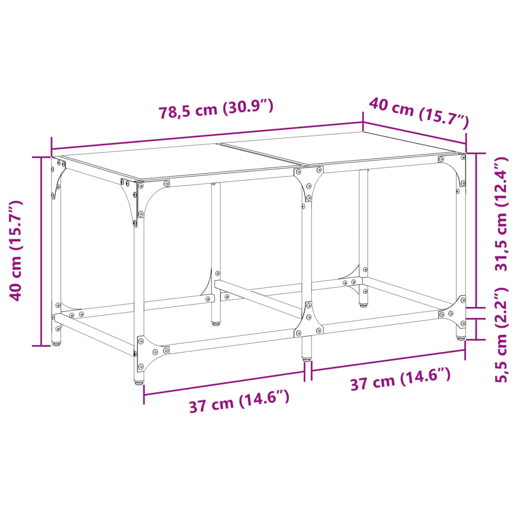 Coffee Table Industrial Steel Top Metal Frame Living Room Furniture black glass