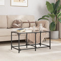 Coffee Table Industrial Steel Top Metal Frame Living Room Furniture black glass