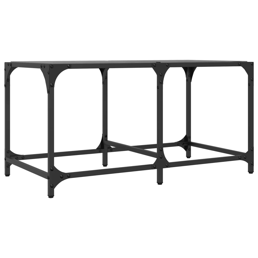 Coffee Table Industrial Steel Top Metal Frame Living Room Furniture black glass