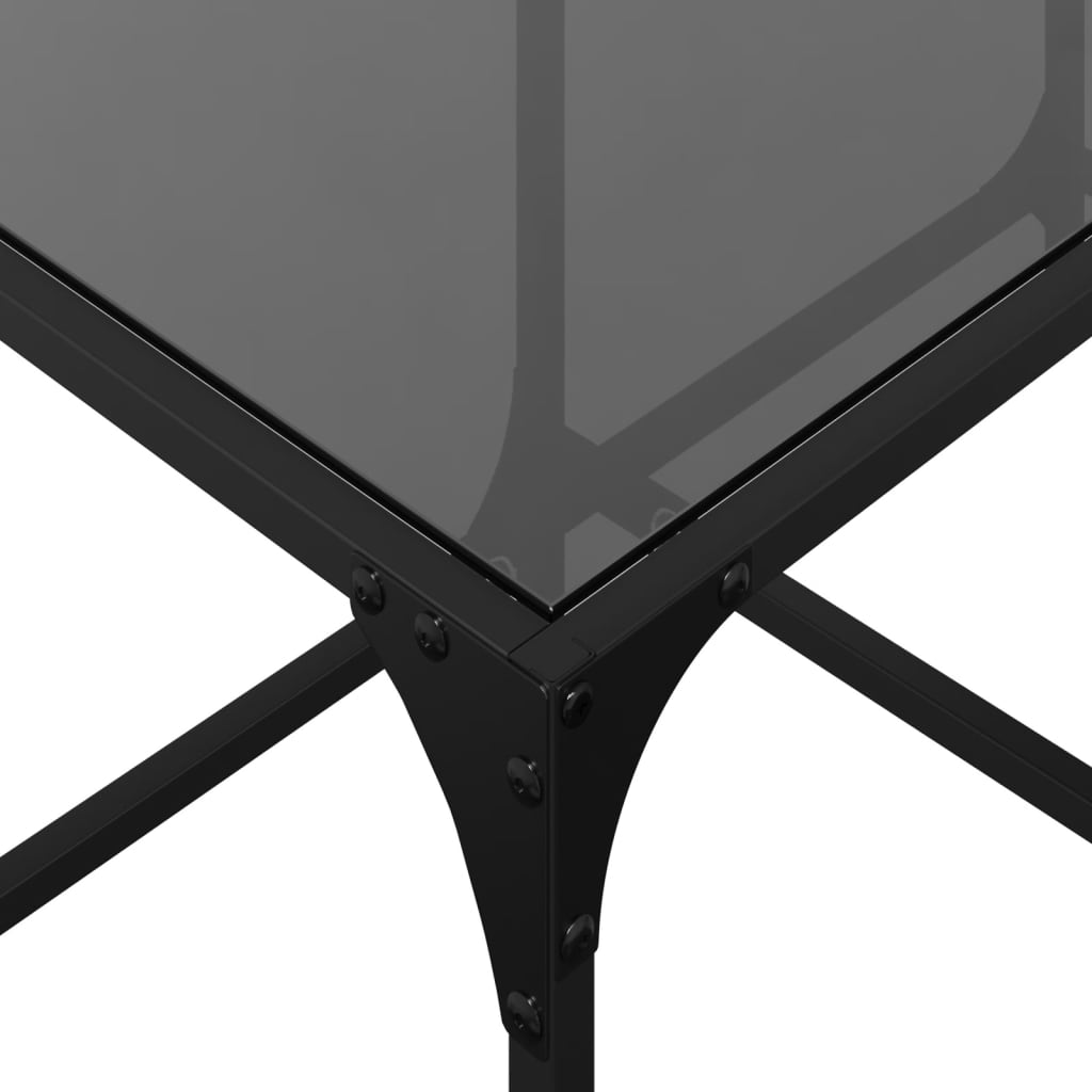 Coffee Table Industrial Steel Top Metal Frame Living Room Furniture black glass