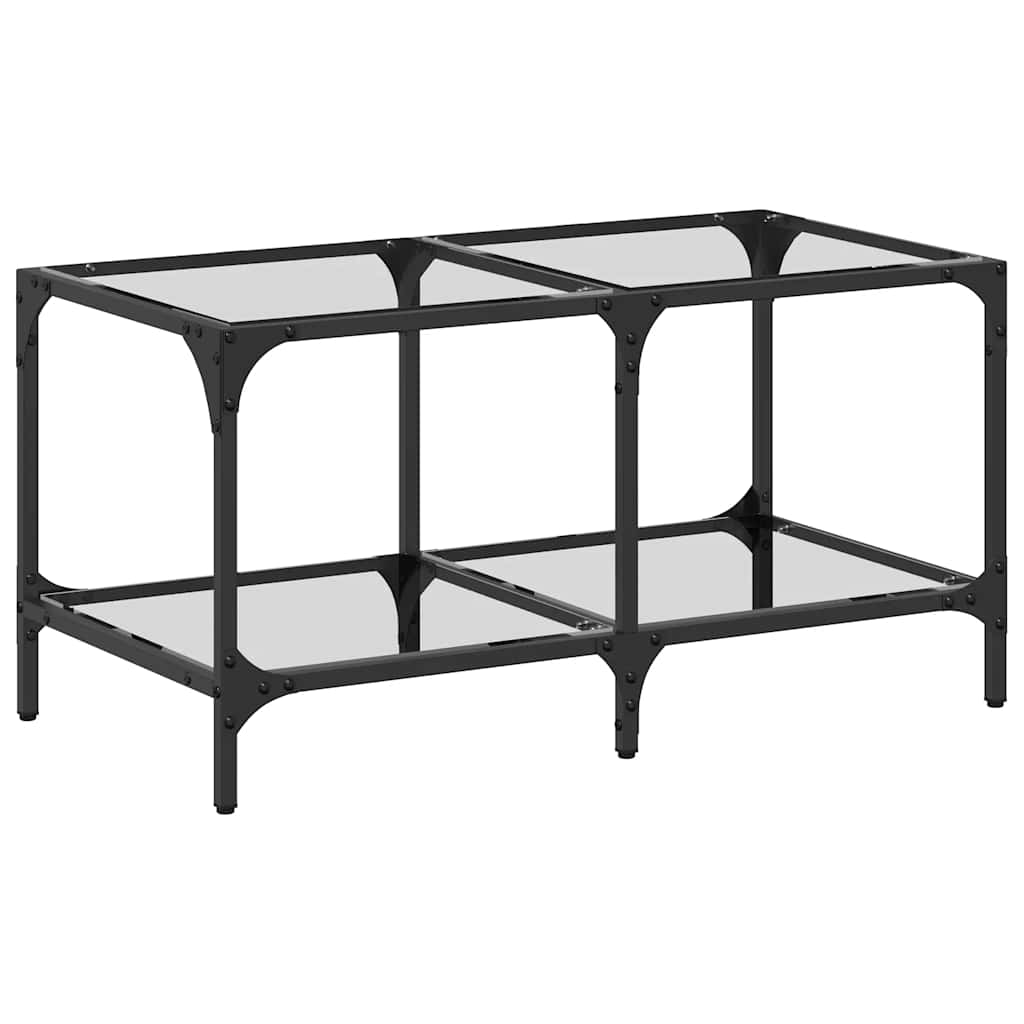 Coffee Table Top Steel Transparent Glass Black Glass Living Room Table