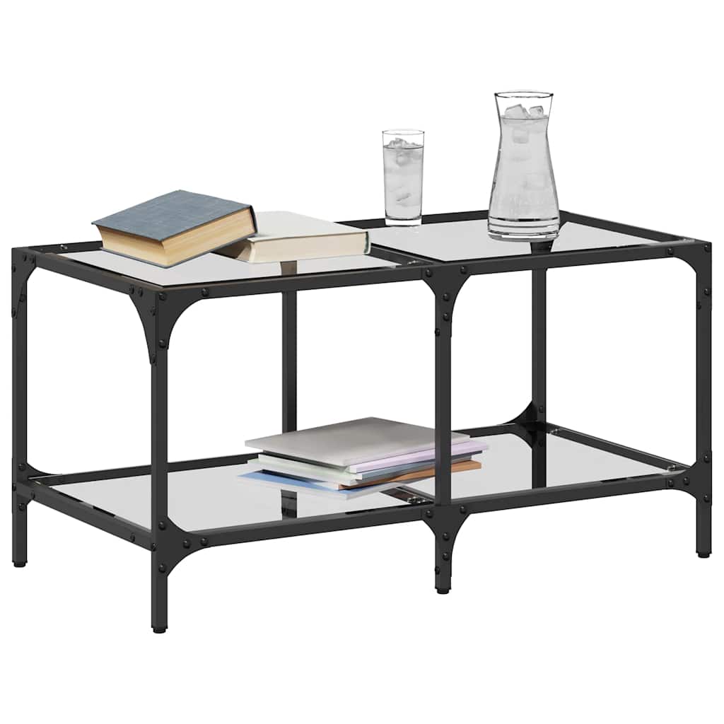 Coffee Table Top Steel Transparent Glass Black Glass Living Room Table