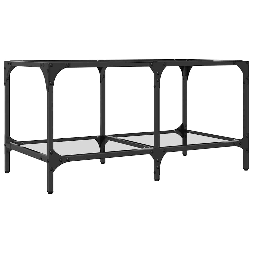 Coffee Table Top Steel Transparent Glass Black Glass Living Room Table