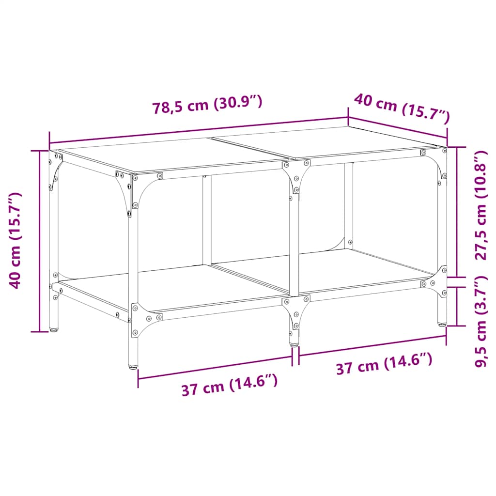 Coffee Table Top Steel Transparent Glass Black Glass Living Room Table