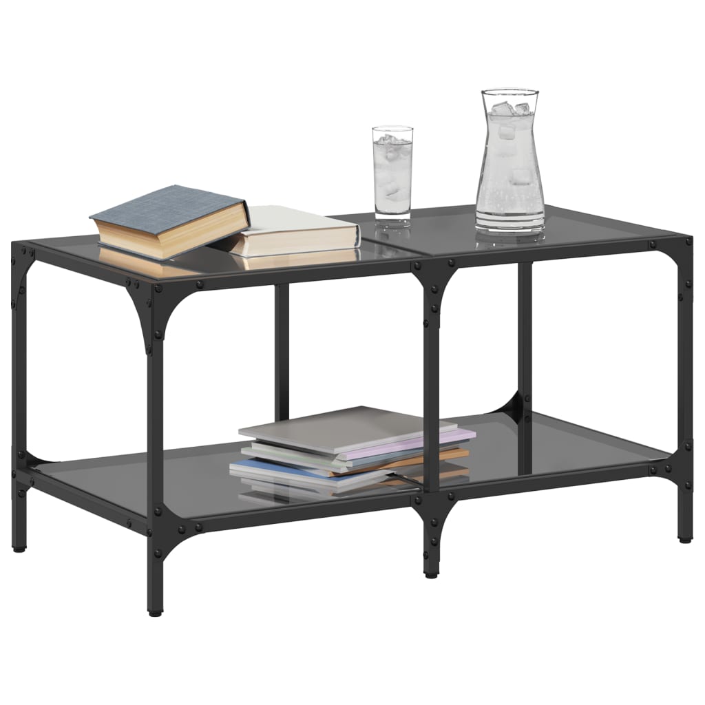Coffee Table Top Steel transparent glass black glass Engineered wood 78.5 cm