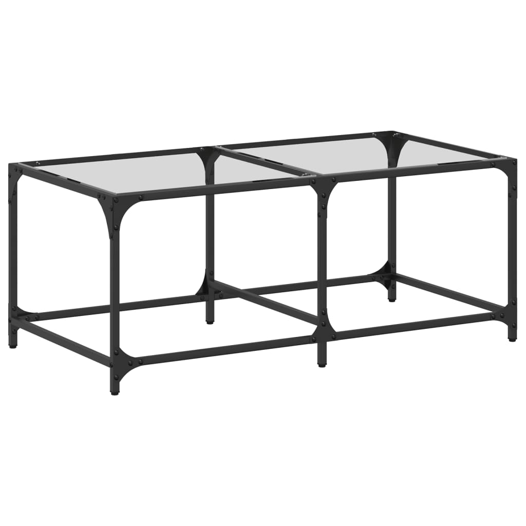 Coffee Table Industrial Steel Top Metal Frame Living Room Furniture black glass