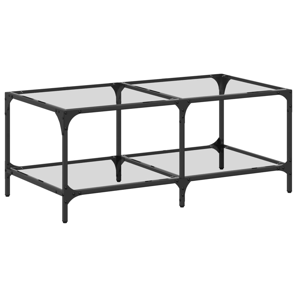 Coffee Table Top Steel Transparent Glass Black Glass Living Room Table