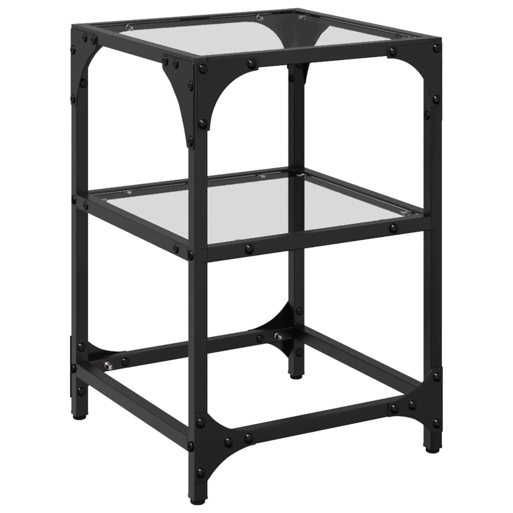 Coffee Table Tables Black Glass Top 2 Pcs Steel Transparent glass 30 x 30 x 45 c