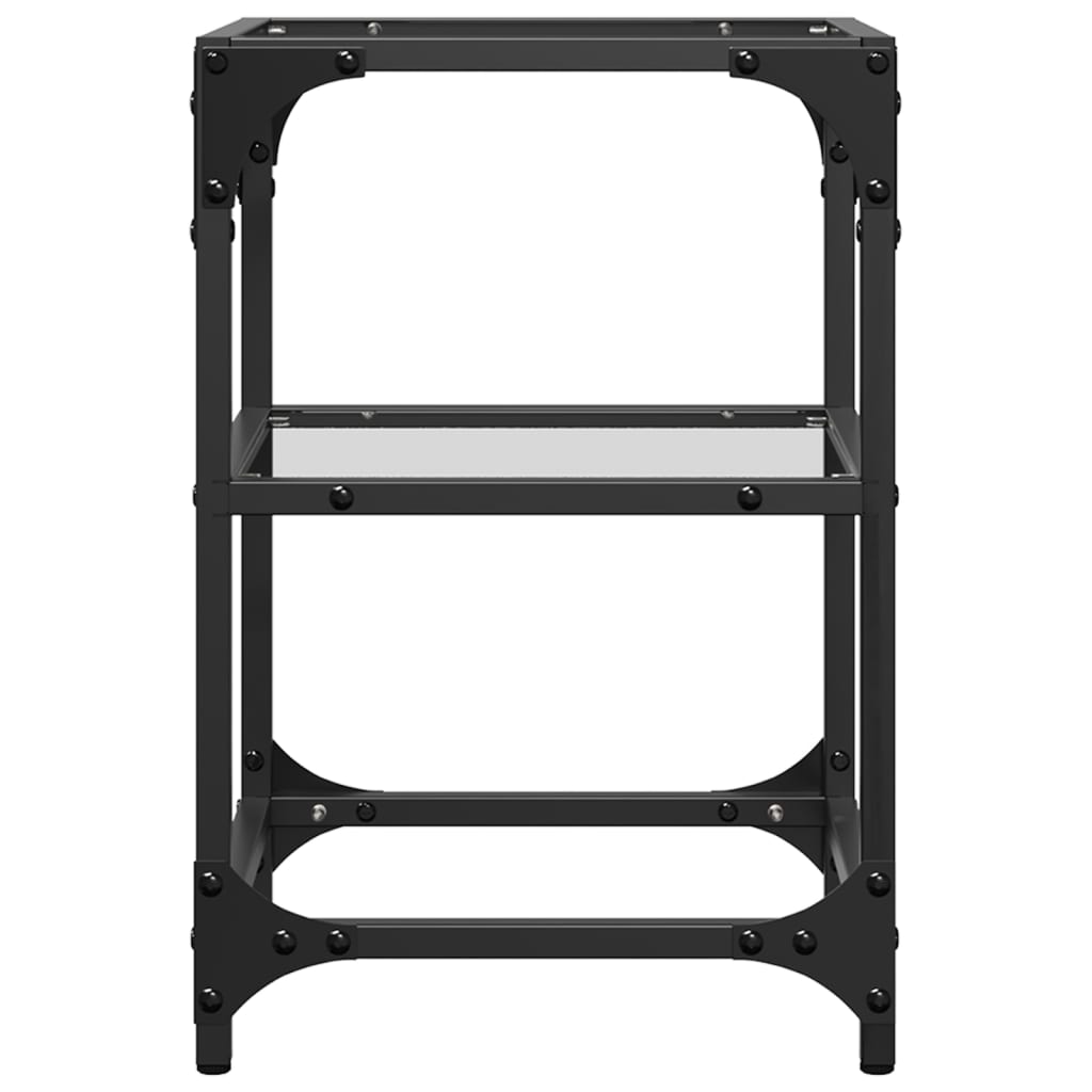 Coffee Table Tables Black Glass Top 2 Pcs Steel Transparent glass 30 x 30 x 45 c