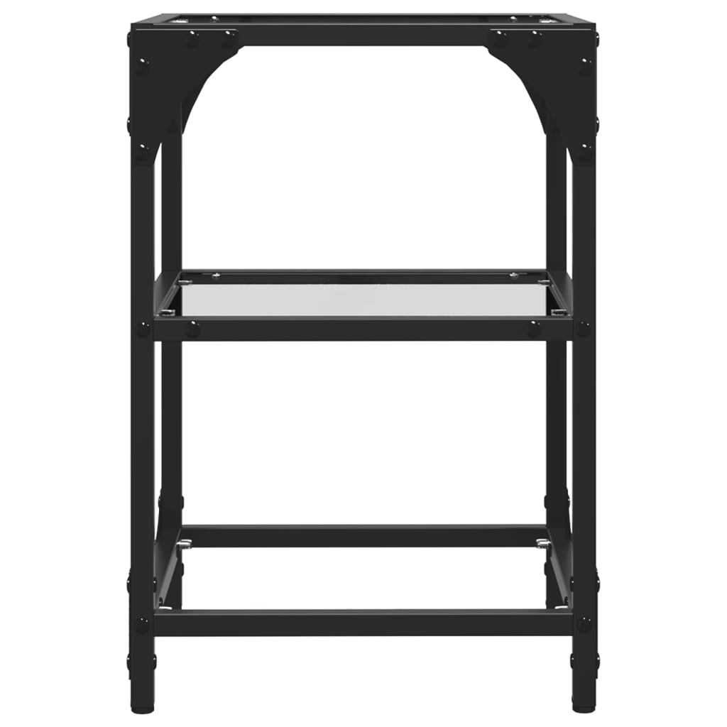 Coffee Table Tables Black Glass Top 2 Pcs Steel Transparent glass 30 x 30 x 45 c