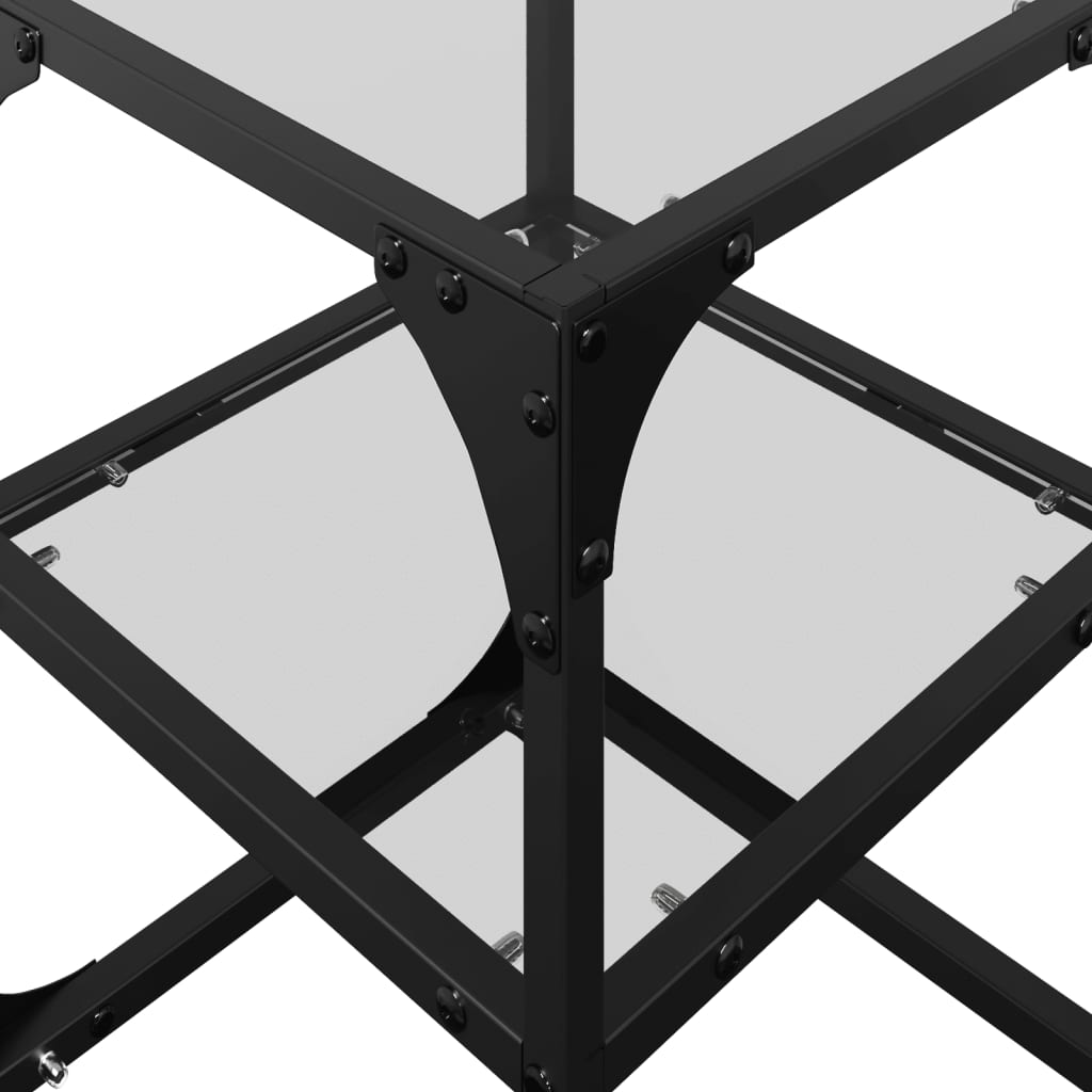 Coffee Table Tables Black Glass Top 2 Pcs Steel Transparent glass 30 x 30 x 45 c