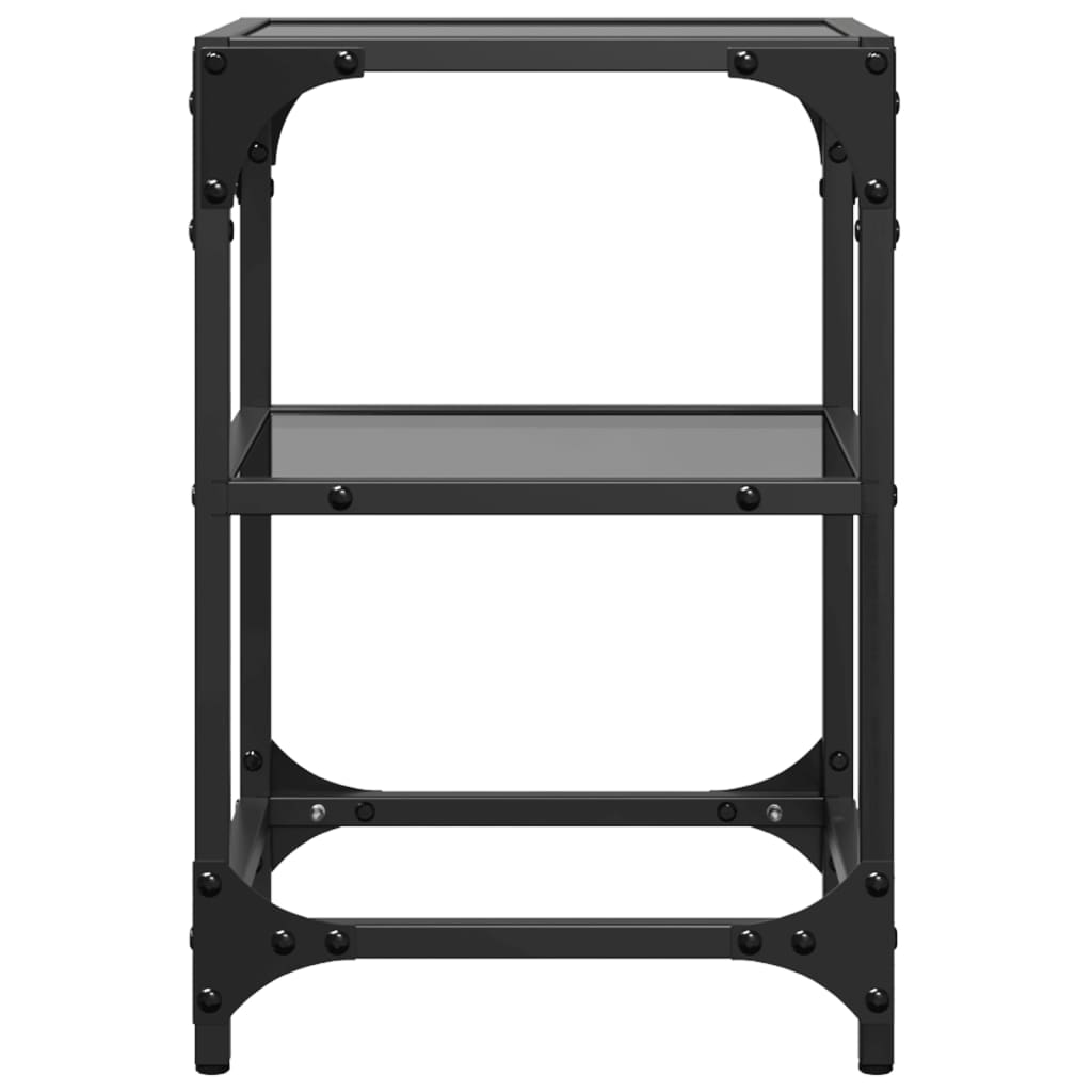 Coffee Tables With Black Glass Top 2 Pcs Steel