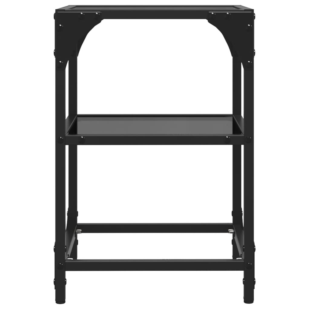 Coffee Tables With Black Glass Top 2 Pcs Steel