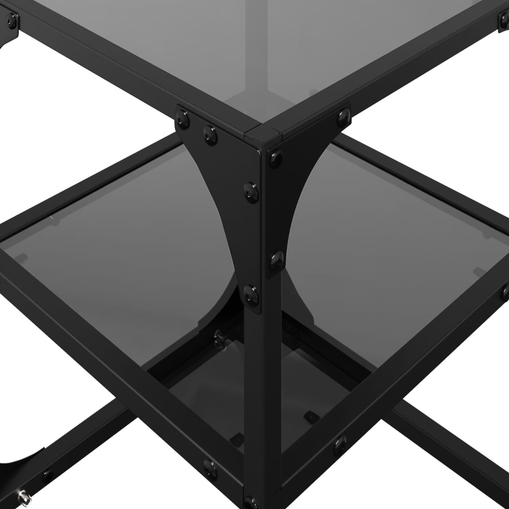 Coffee Tables With Black Glass Top 2 Pcs Steel