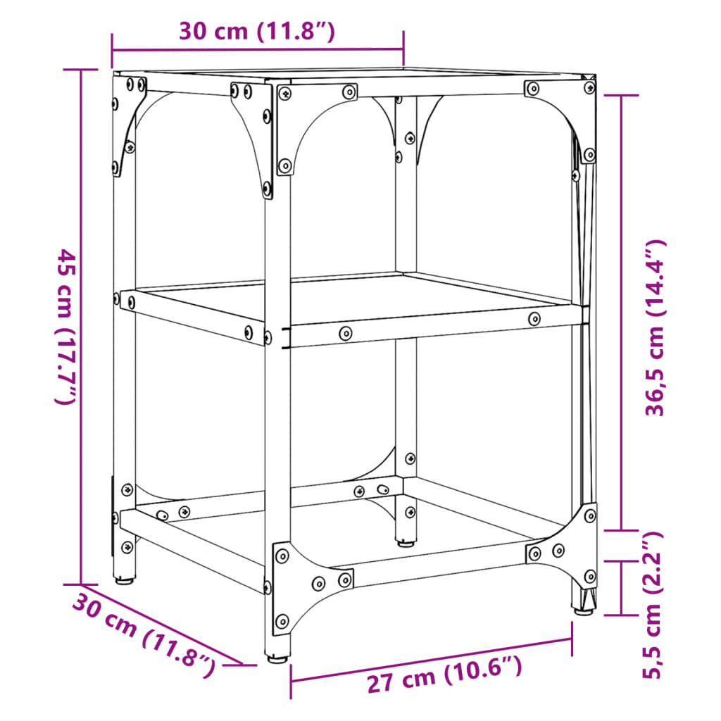 Coffee Tables With Black Glass Top 2 Pcs Steel
