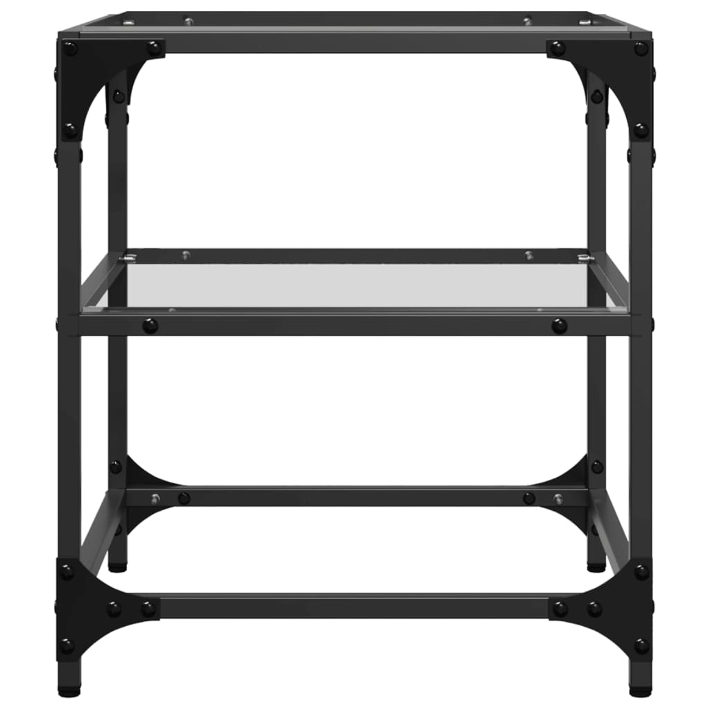 Coffee Table Tables Black Glass Top 2 Pcs Steel Transparent glass 30 x 30 x 45 c