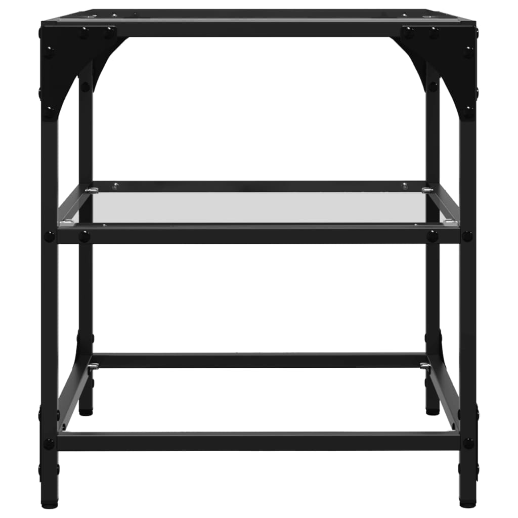 Coffee Table Tables Black Glass Top 2 Pcs Steel Transparent glass 30 x 30 x 45 c