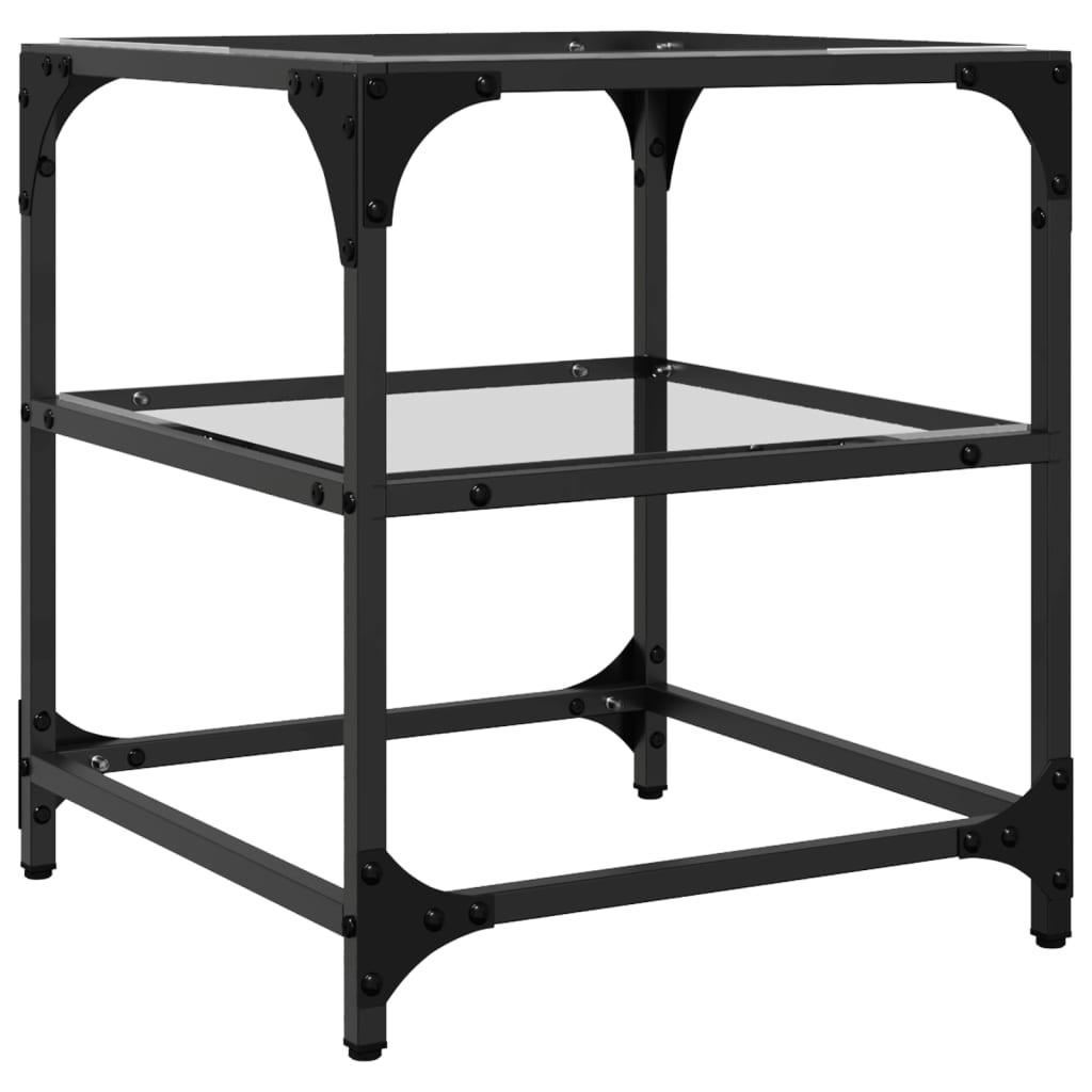 Coffee Table Tables Black Glass Top 2 Pcs Steel Transparent glass 30 x 30 x 45 c