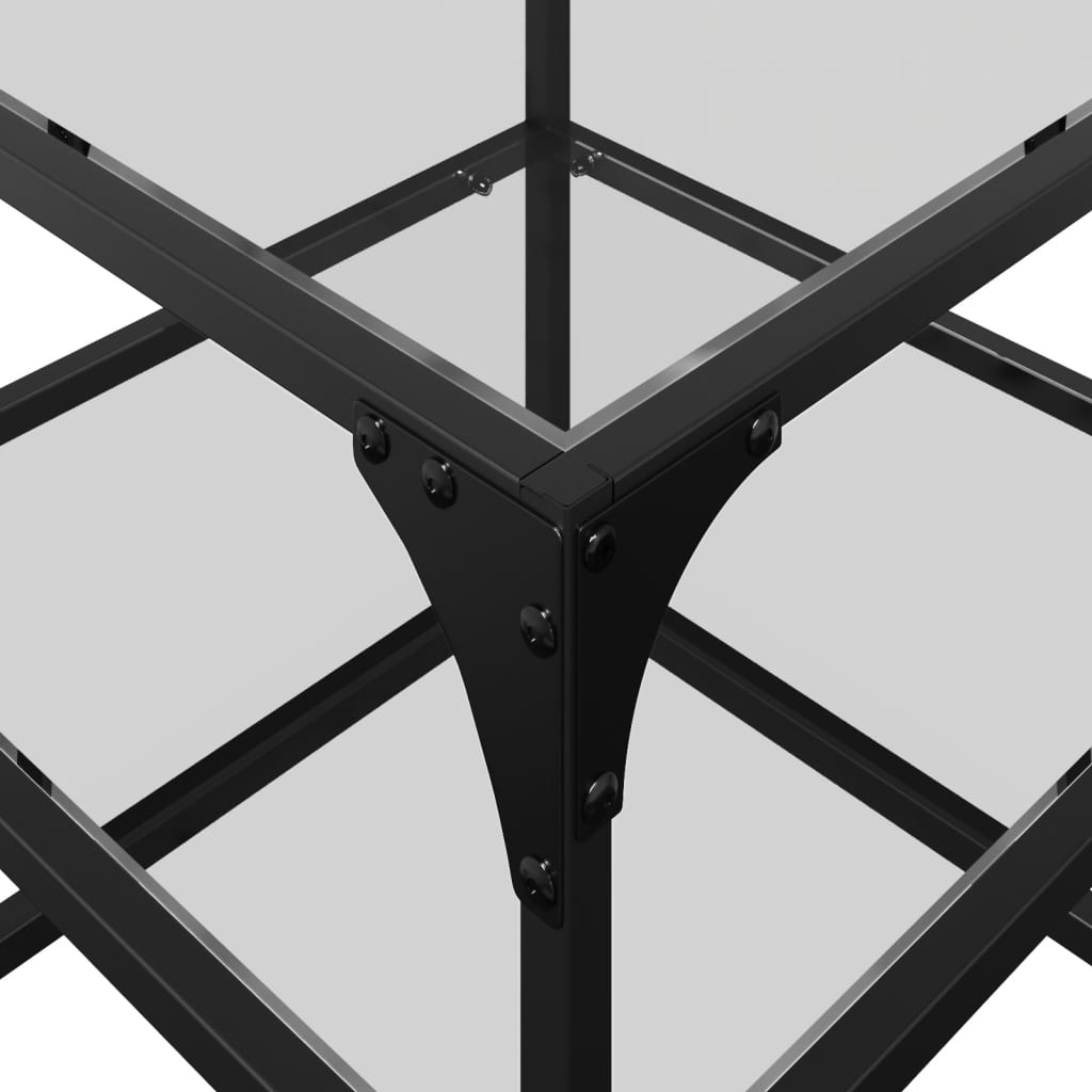 Coffee Table Tables Black Glass Top 2 Pcs Steel Transparent glass 30 x 30 x 45 c