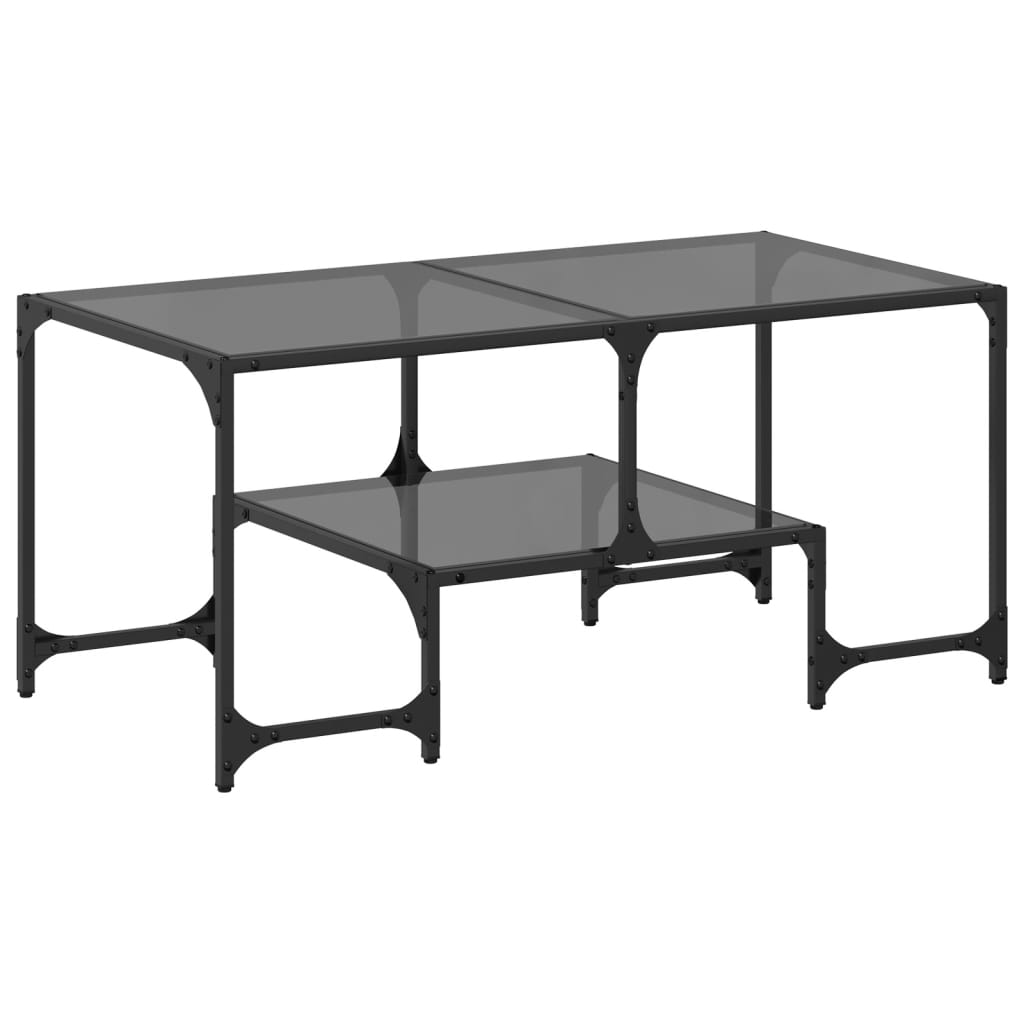 Coffee Table With Glass Top 98.5X50X45 Cm Steel