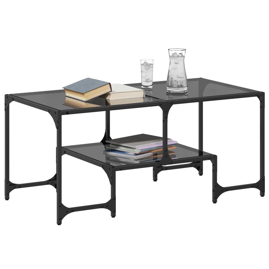 Coffee Table With Glass Top 98.5X50X45 Cm Steel