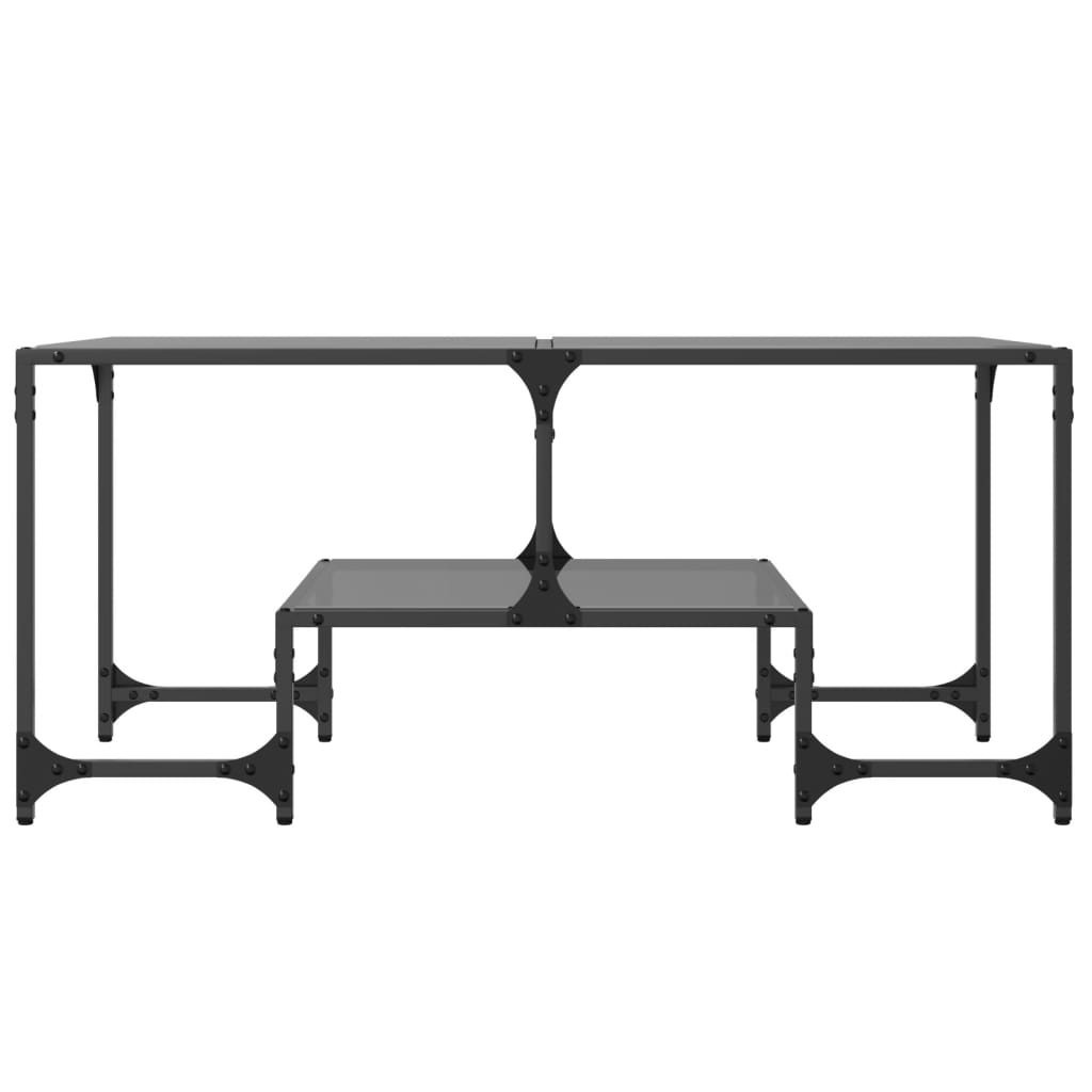 Coffee Table With Glass Top 98.5X50X45 Cm Steel