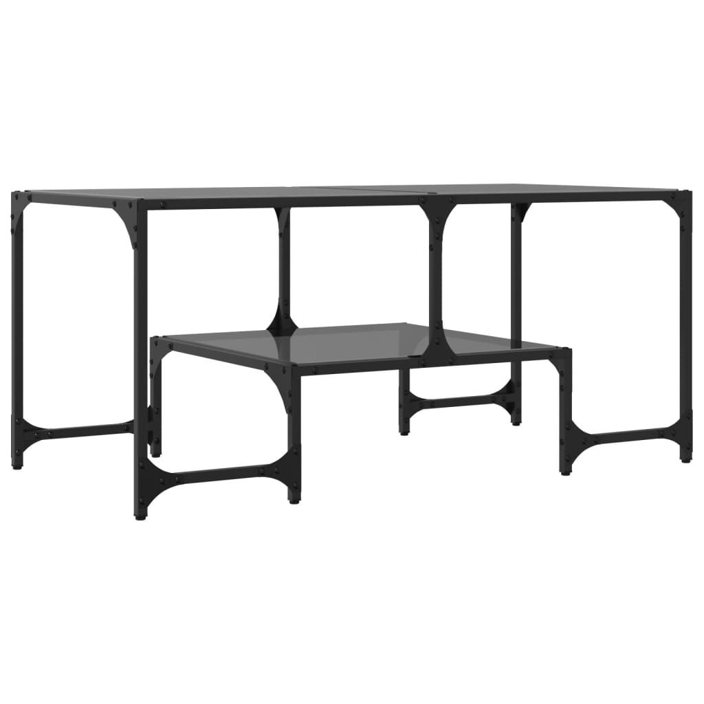 Coffee Table With Glass Top 98.5X50X45 Cm Steel