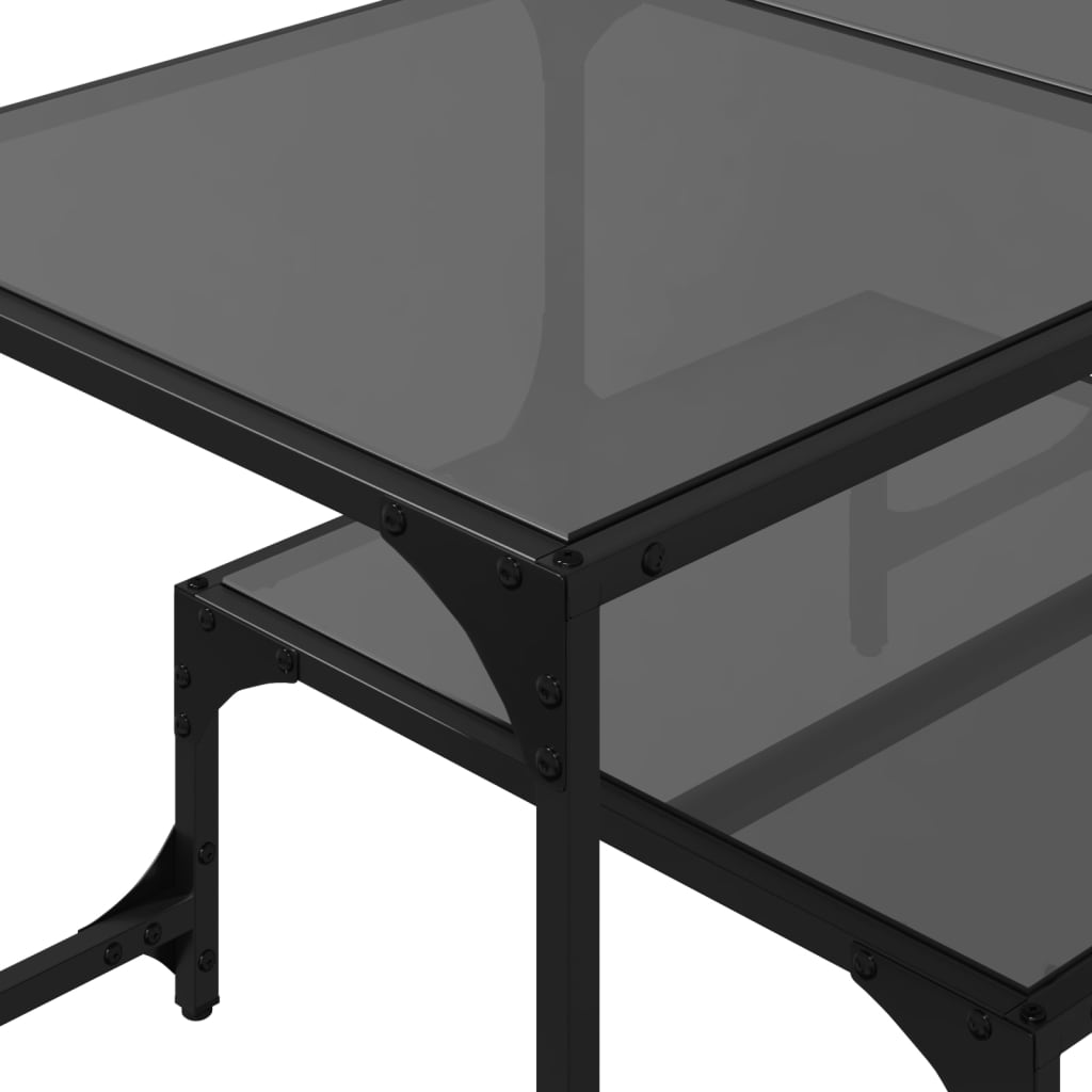 Coffee Table With Glass Top 98.5X50X45 Cm Steel