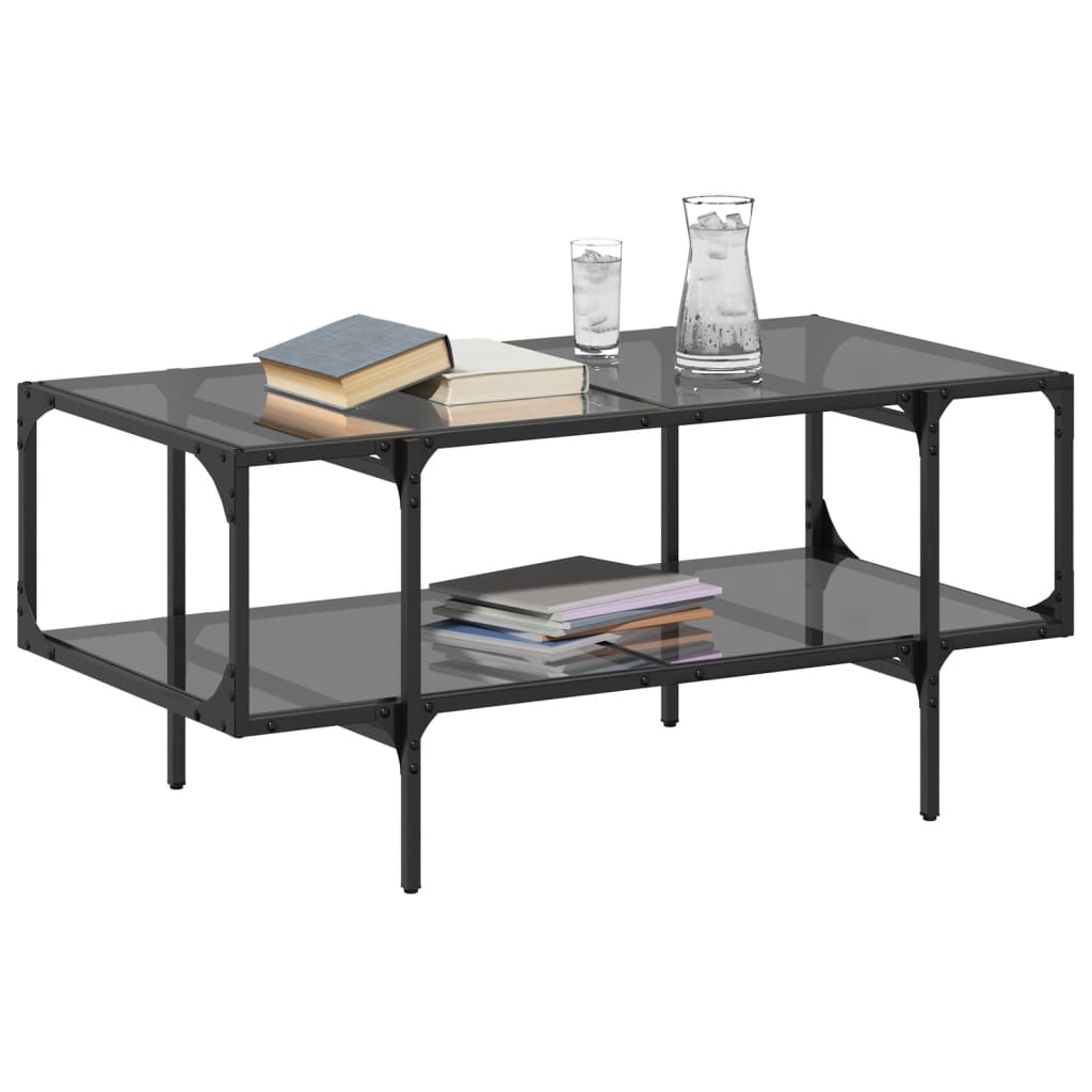 Coffee Table With Glass Top 98.5X50X45 Cm Steel
