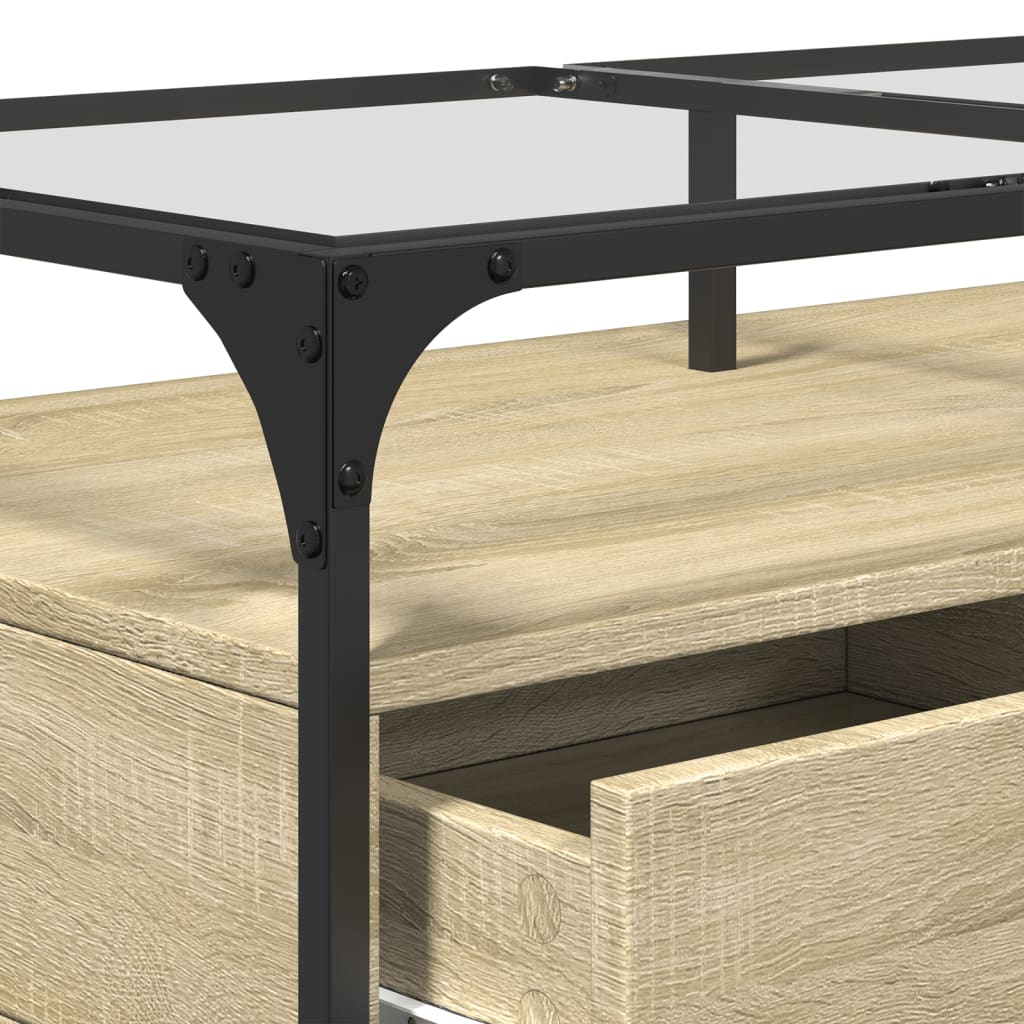 Coffee Table With Glass Top 98.5X50X45 Cm Steel