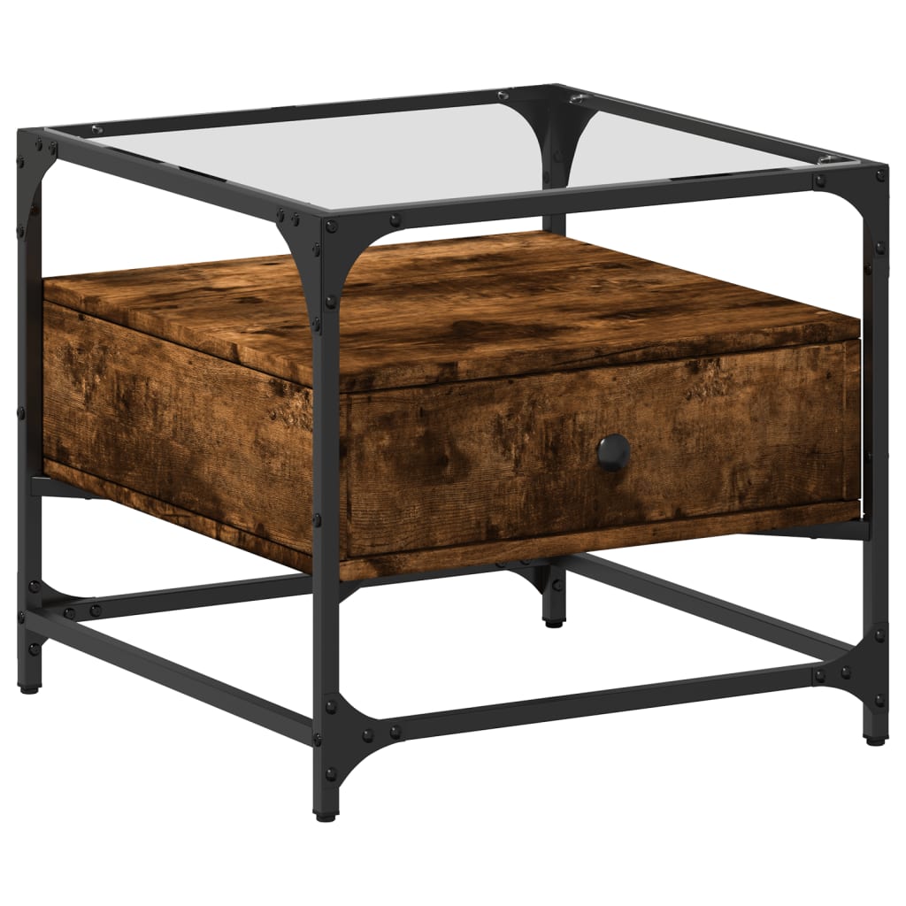 Coffee Table With Glass Top 50X50X45 Cm Steel